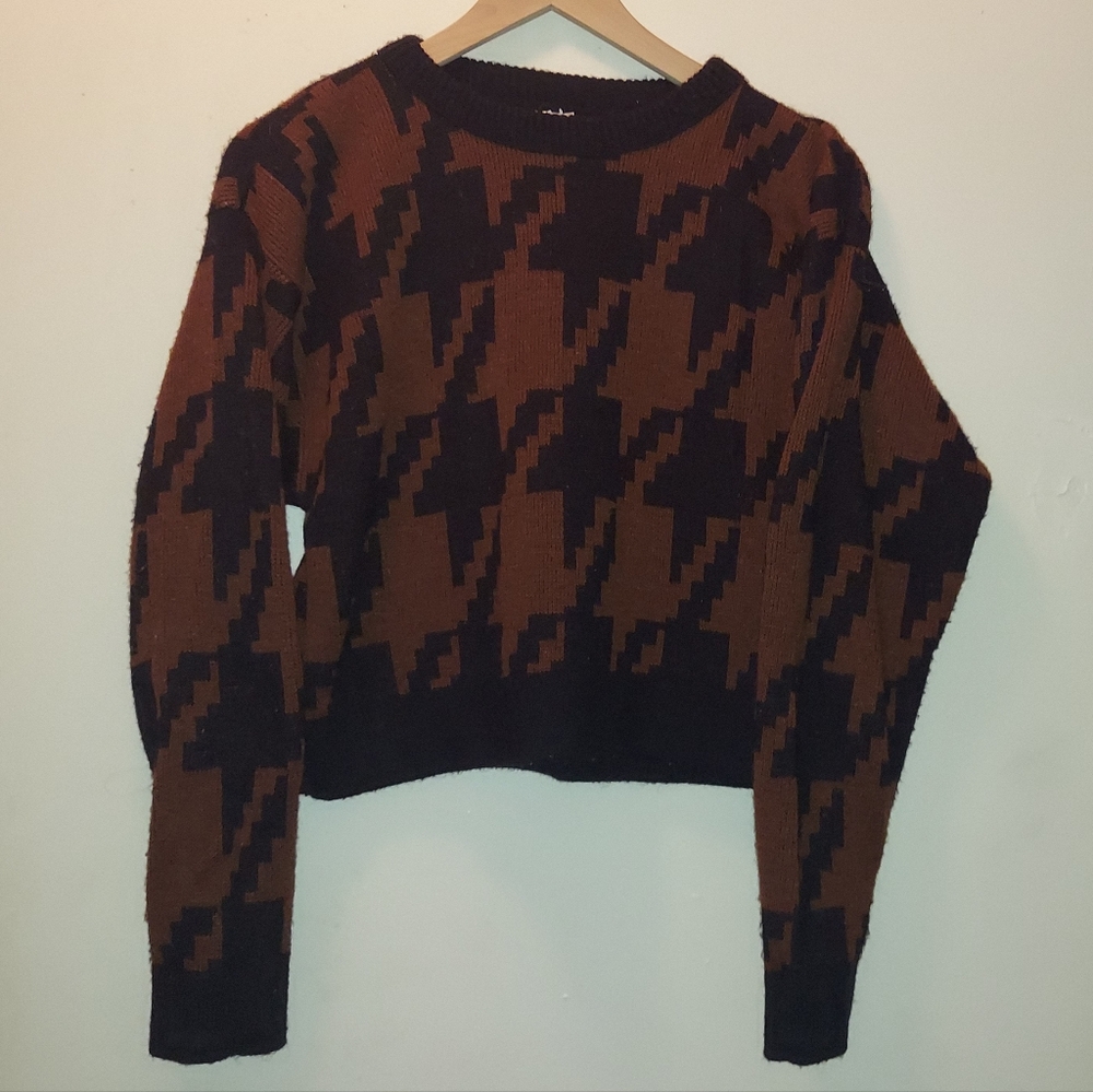Brown and Black Houndstooth Sweater